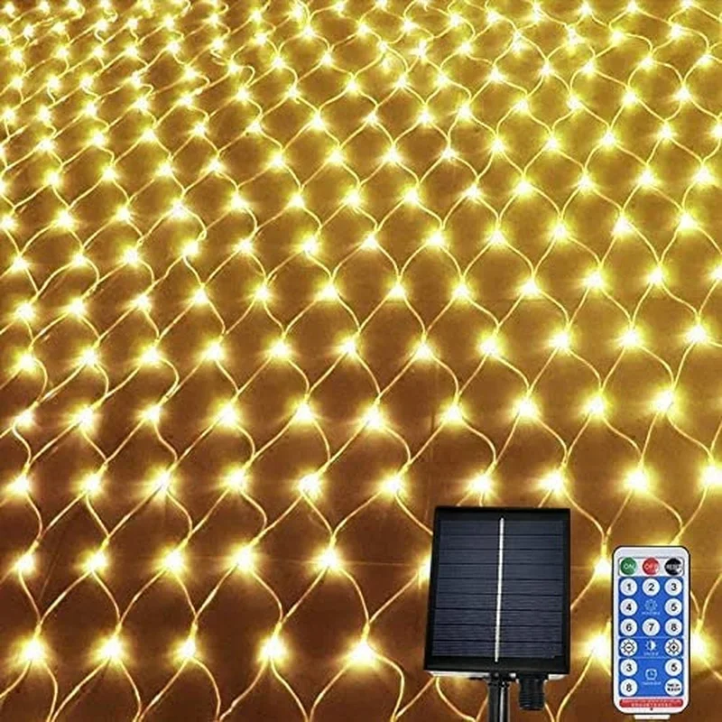 SM22782 ABS Plastic 200 LED Solar Net String Light with Remote Control_3