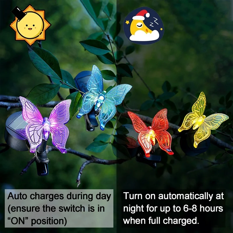 SM22784 Plastic PS Pack of 4 Clip-on Butterfly Animal Solar Lights_2