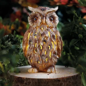 SM22785 Solar Owl Bird Resin Statue - Freestanding Garden Decoration Light Animal