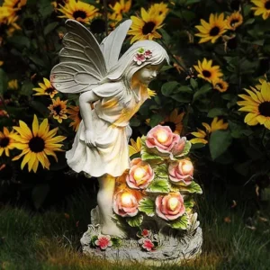 SM22786 Solar LED Elfe Fairy Resin Statue Freestanding Light