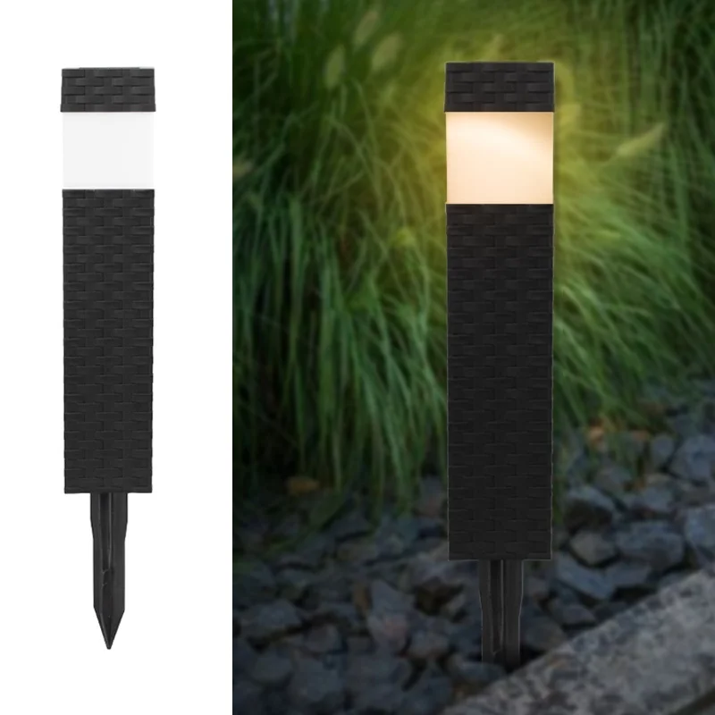 SM22800 Set of 2 Plastic PP Solar Stake Lights with Rattan Design