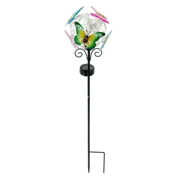 SM22809 Metal Iron Butterfly Solar Garden Stake