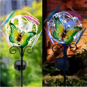 sm22809 metal iron butterfly solar garden stake