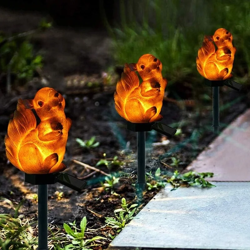 SM22815 Solar LED Resin Squirrel Statue Freestanding Animal Light_3