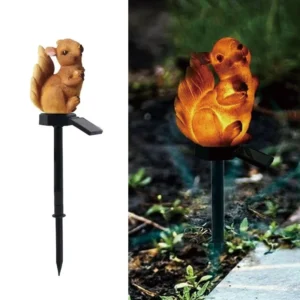 SM22815 Solar LED Resin Squirrel Statue Freestanding Animal Light_4