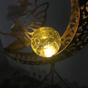 SM22833 Glass and Metal Iron Solar Moon Fairy Wind Chime Hanging Light_4