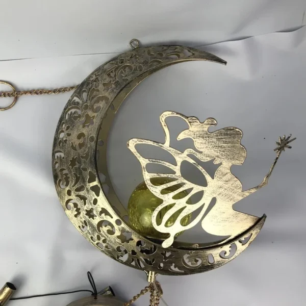 SM22833 Glass and Metal Iron Solar Moon Fairy Wind Chime Hanging Light_5