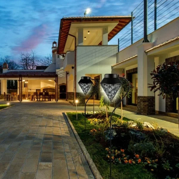 SM22842 Set of 2 Metal Iron Solar Stake Lights with Lotus Flower Pattern_3