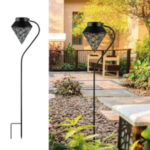 SM22842 Set of 2 Metal Iron Solar Stake Lights with Lotus Flower Pattern_5