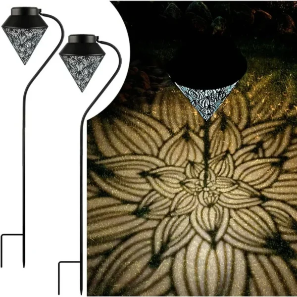 SM22842 Set of 2 Metal Iron Solar Stake Lights with Lotus Flower Pattern_6