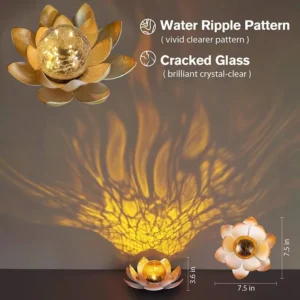 SM22846 Solar Lotus Flower Tabletop Light with Crackle Globe Glass and ABS Plastic