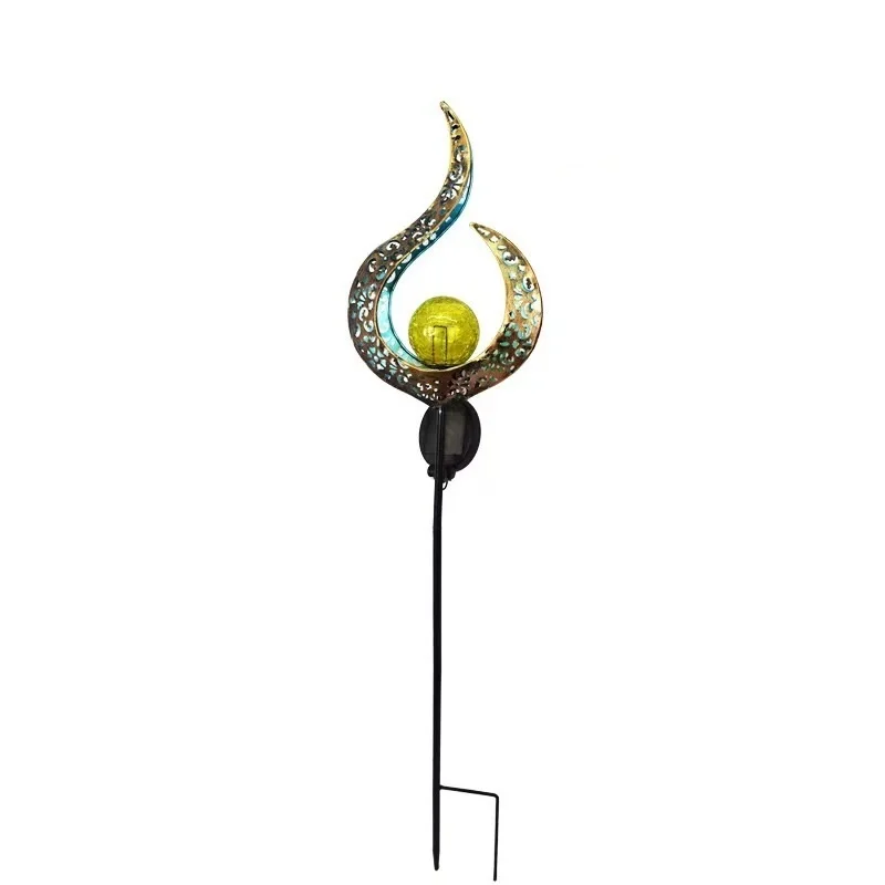 SM22847 Hollow-Out Metal Iron and Glass Solar Garden Stake Lights_3