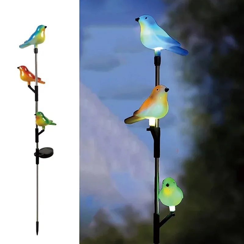 SM22851 Multi-Color Plastic PS Funny Birds Animal Solar Stake Light