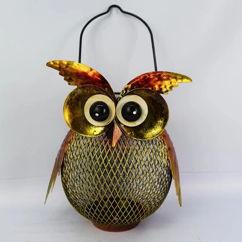 SM22873 Solar Metal Iron Hanging Owl Bird Feeder_3