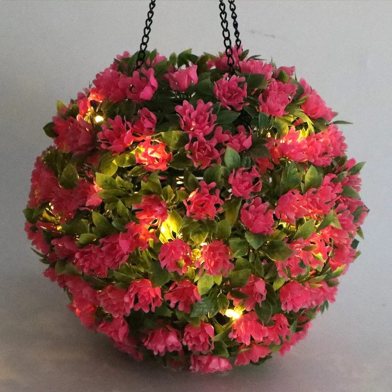 SM22889 PP Plastic Solar-Powered LED Artificial Flower Ball Hanging Light Globe_2