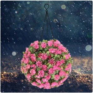SM22889 PP Plastic Solar-Powered LED Artificial Flower Ball Hanging Light Globe_3