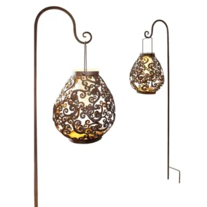 SM22947 Solar Powered Metal Iron Garden Torch Stake Light_2