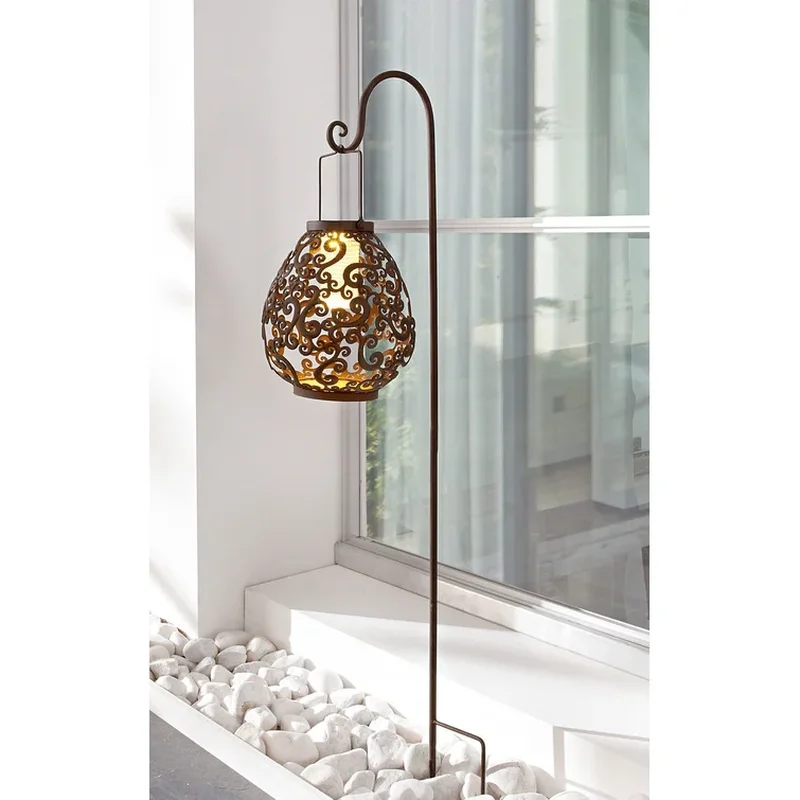 SM22947 Solar Powered Metal Iron Garden Torch Stake Light_3