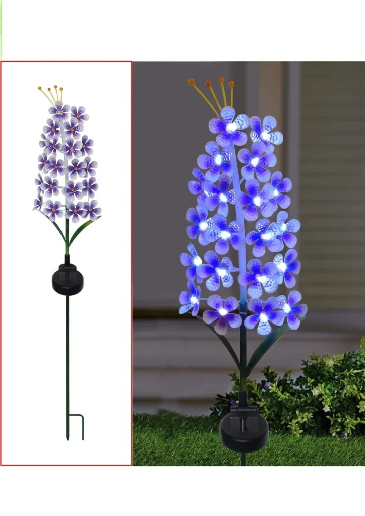 SM230003 Plastic PP Iron Metal Flower Solar Stake Light