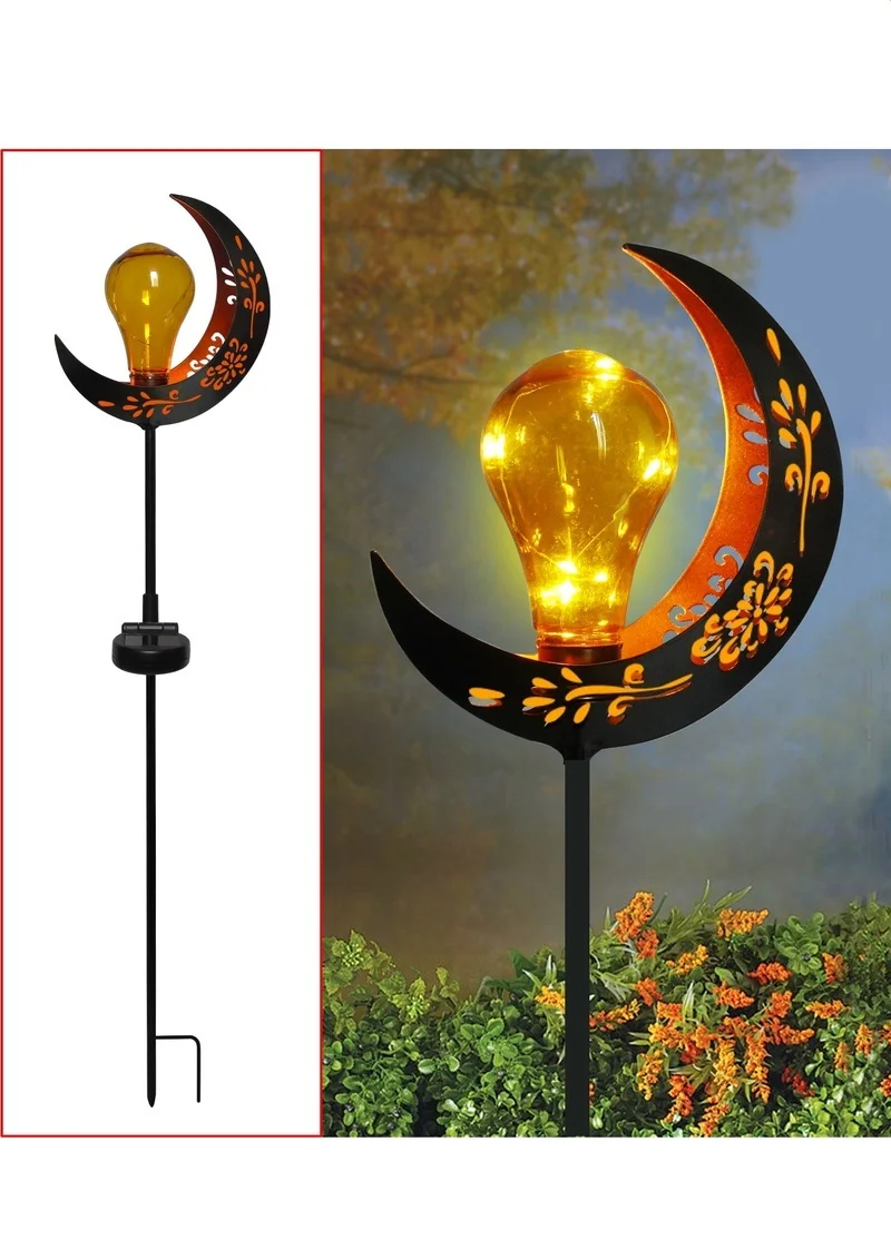 SM230004 Metal Iron Solar Flame Stake Light