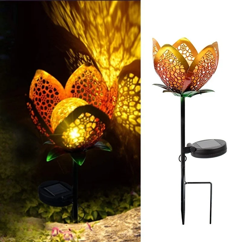 SM230005 Glass and Metal Iron Solar Flower Stake Light_2