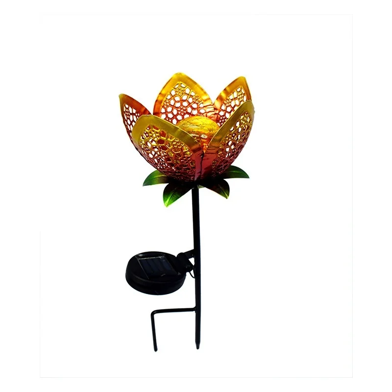 SM230005 Glass and Metal Iron Solar Flower Stake Light_7