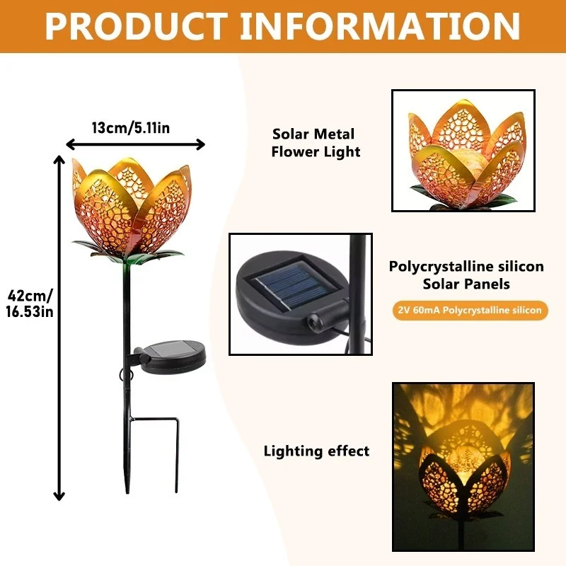 SM230005 Glass and Metal Iron Solar Flower Stake Light_8