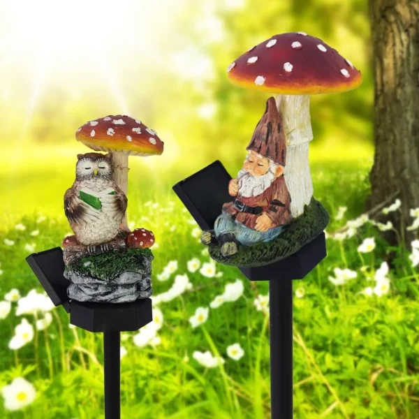SM230006 Solar Mushroom Resin Statue Freestanding Light_11