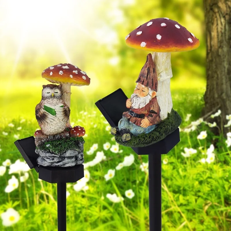 SM230006 Solar Mushroom Resin Statue Freestanding Light_11