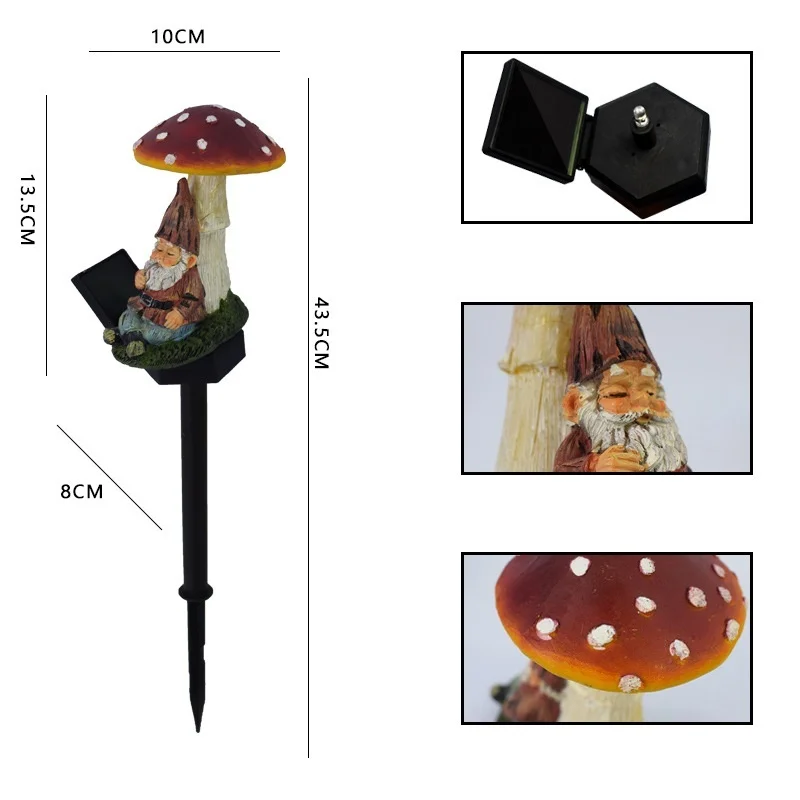 SM230006 Solar Mushroom Resin Statue Freestanding Light_14