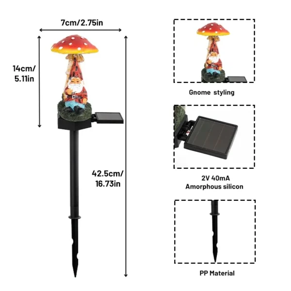 SM230006 Solar Mushroom Resin Statue Freestanding Light_3