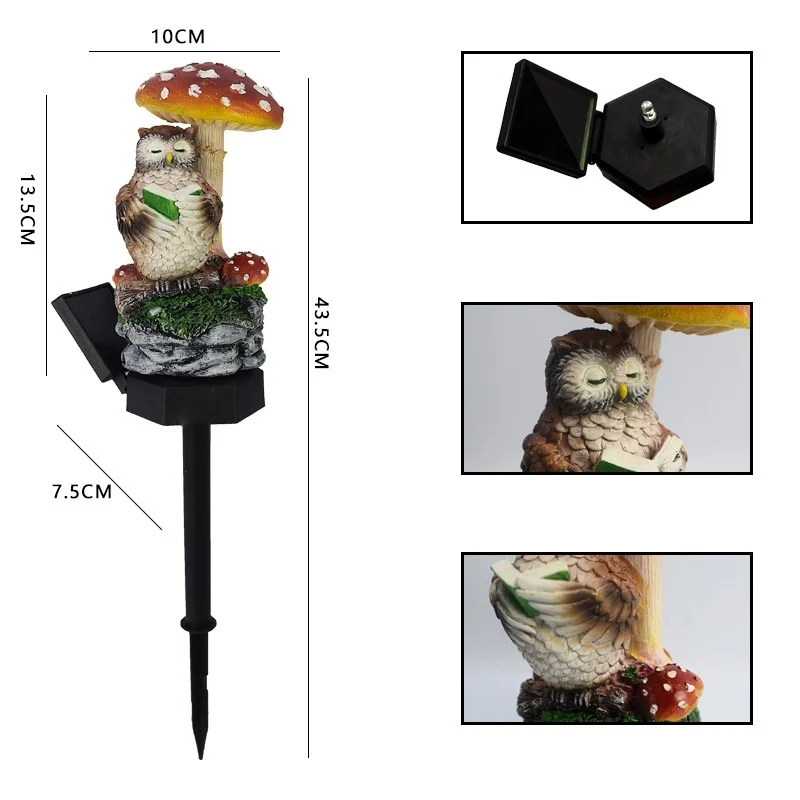 SM230006 Solar Mushroom Resin Statue Freestanding Light_4
