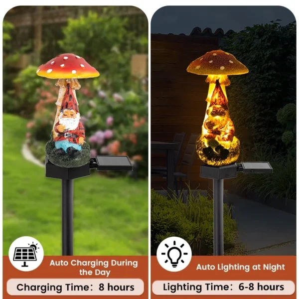 SM230006 Solar Mushroom Resin Statue Freestanding Light_5