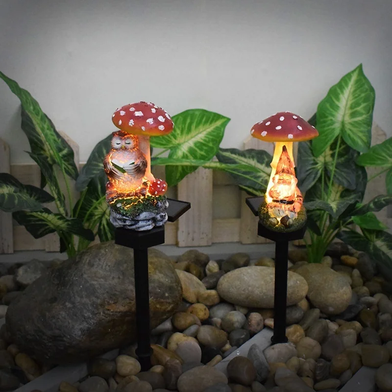 SM230006 Solar Mushroom Resin Statue Freestanding Light_6