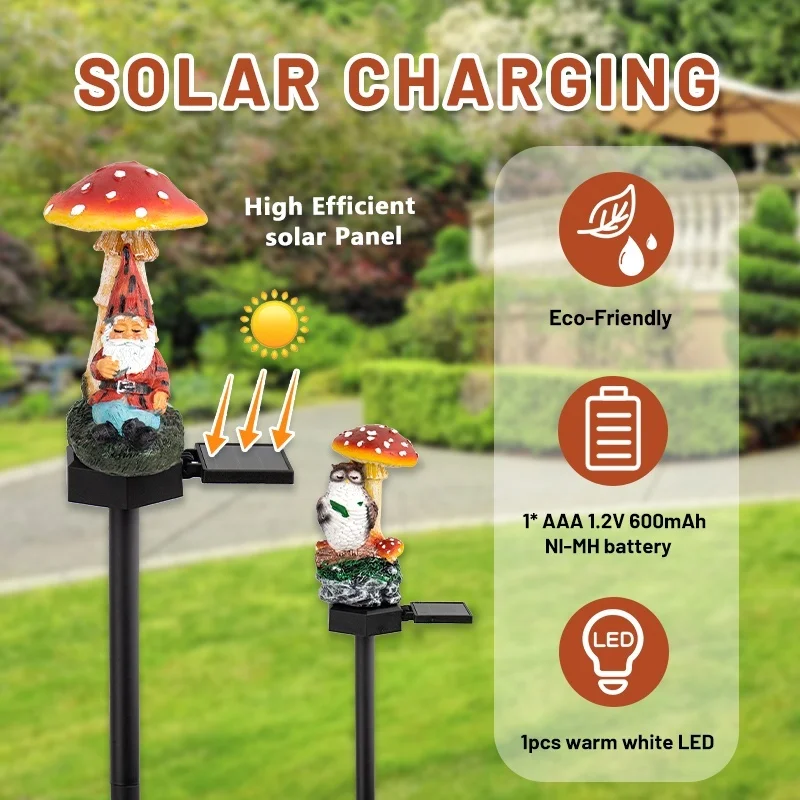 SM230006 Solar Mushroom Resin Statue Freestanding Light_7