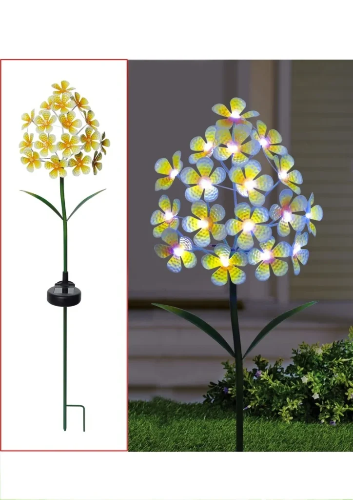 SM230007 Large Blue Decorative Solar-Powered Flower Stake Light - Plastic, PP, Metal, Iron
