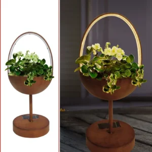 SM23012 Metal Iron Solar Flower Pot Freestanding Light