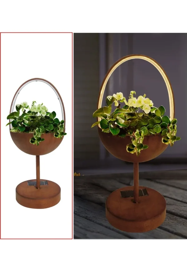 SM23012 Metal Iron Solar Flower Pot Freestanding Light