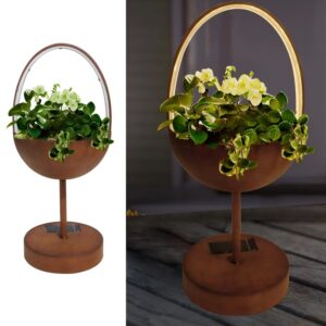 SM23012 Metal Iron Tablelop Flower Pot with Solar Light