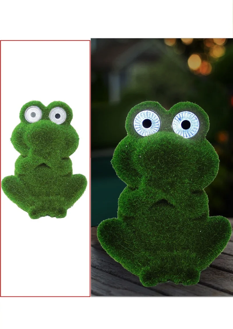 SM23014 Solar Powered Resin Garden Frog Statue with Freestanding Light