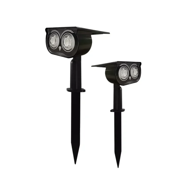SM23026 ABS Plastic 2-in-1 Solar Garden Stake Light with Owl, Globe, and Leaf Design_3