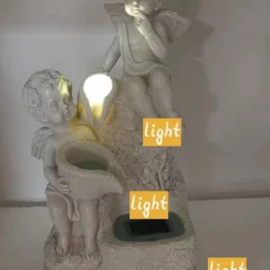 SM23056 Solar Powered Resin Cherub Figurine Freestanding Angel Light Statue
