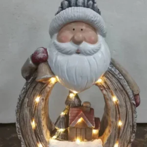 SM23068 Solar Santa Claus Resin Statue with Plastic PP Freestanding Light
