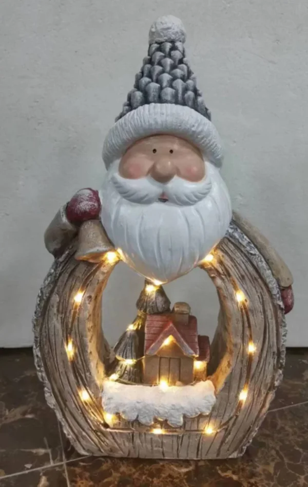 SM23068 Solar Santa Claus Resin Statue with Plastic PP Freestanding Light