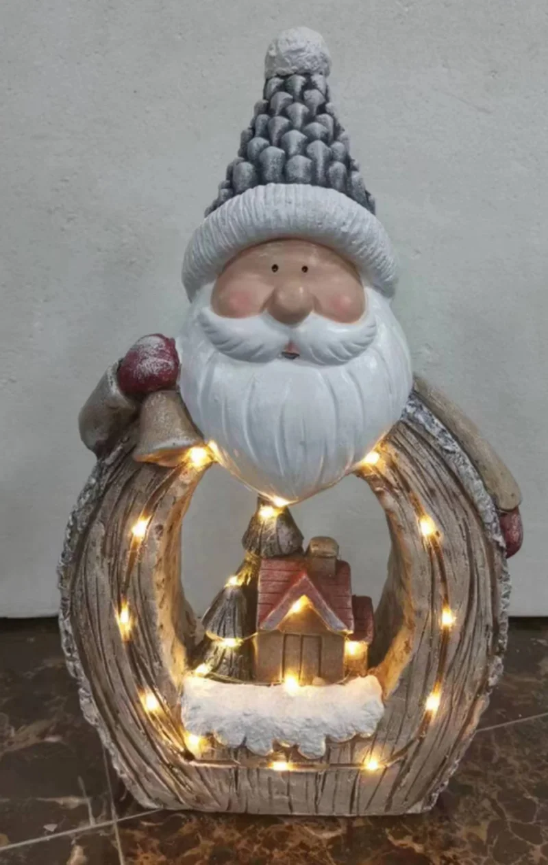 SM23068 Solar Santa Claus Resin Statue with Plastic PP Freestanding Light