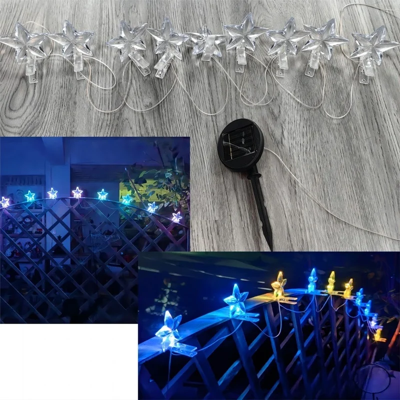 SM231017 PP Plastic 10-LED Star Solar Clip String Light_3