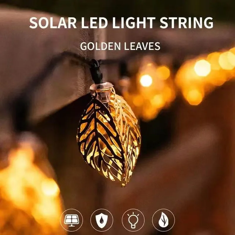 SM231029 20LED Plastic PP Metal Iron Leaf Solar String Light_4