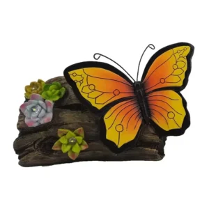 SM231034 Solar Resin Statue Butterfly Animal Decoration Freestanding Light