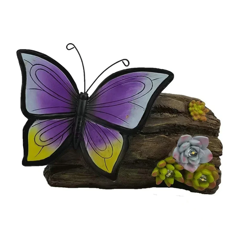 SM231034 Solar Resin Statue Butterfly Animal Decoration Freestanding Light_2