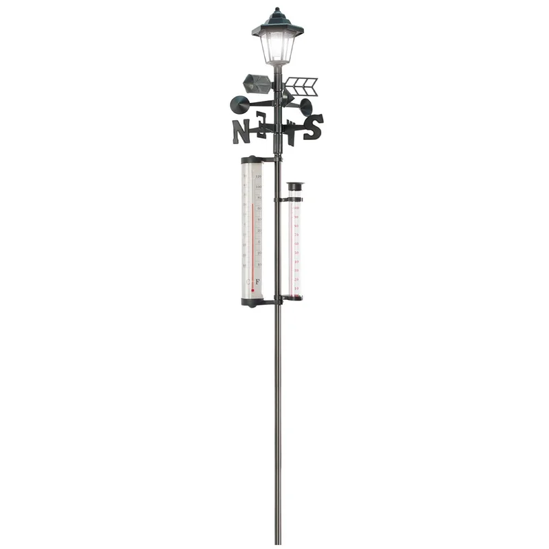 SM231085 5-in-1 Plastic PP Garden Weather Station Stake Light
